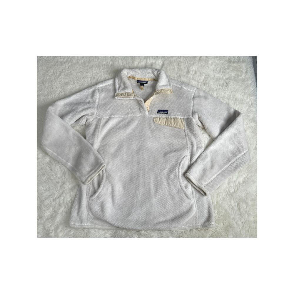Patagonia Re Tool Snap T Fleece Pullover Sweater Jacket Raw Linen White Sz L